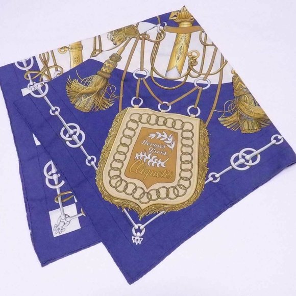 Auth HERMES Carre 90 Cliquetis Scarf Blue/Multicolor 100% Silk - Picture 2 of 12